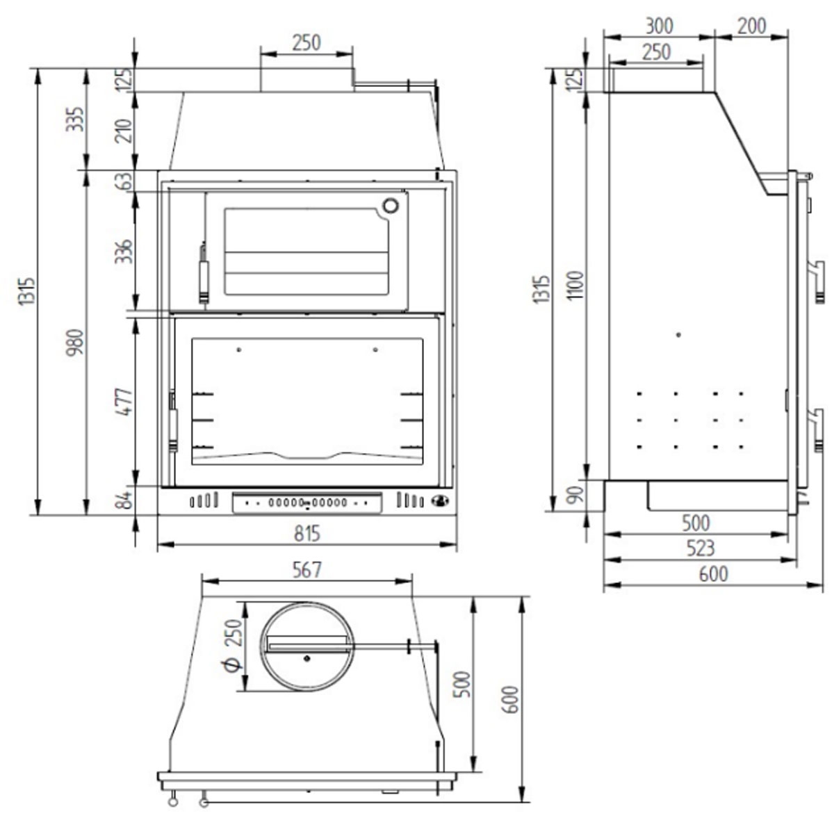 Medidas Barbacoa con Horno Acero Inox Encastrable BH-180 HP