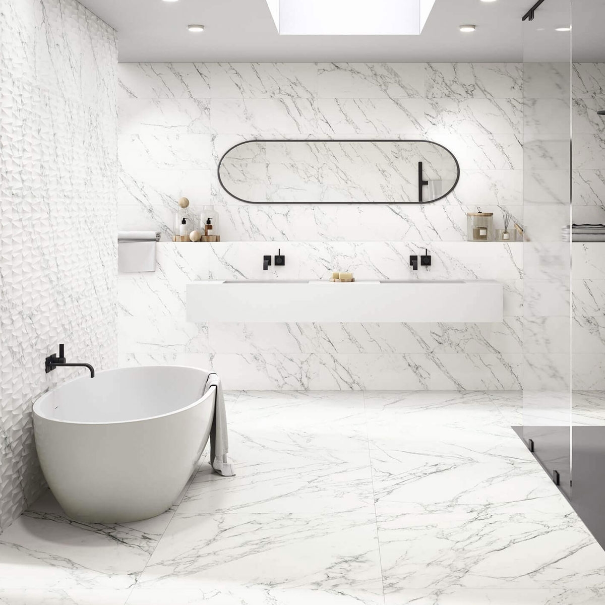 Baño con pavimento Loira 1856 White 100x100