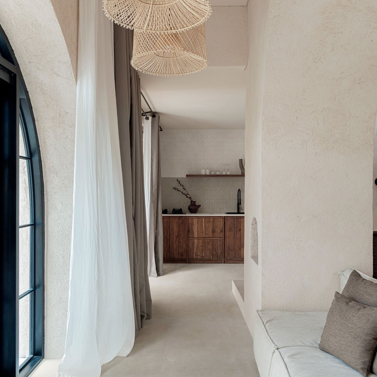 Interior com piso Slow Cold Nebbia 60x120