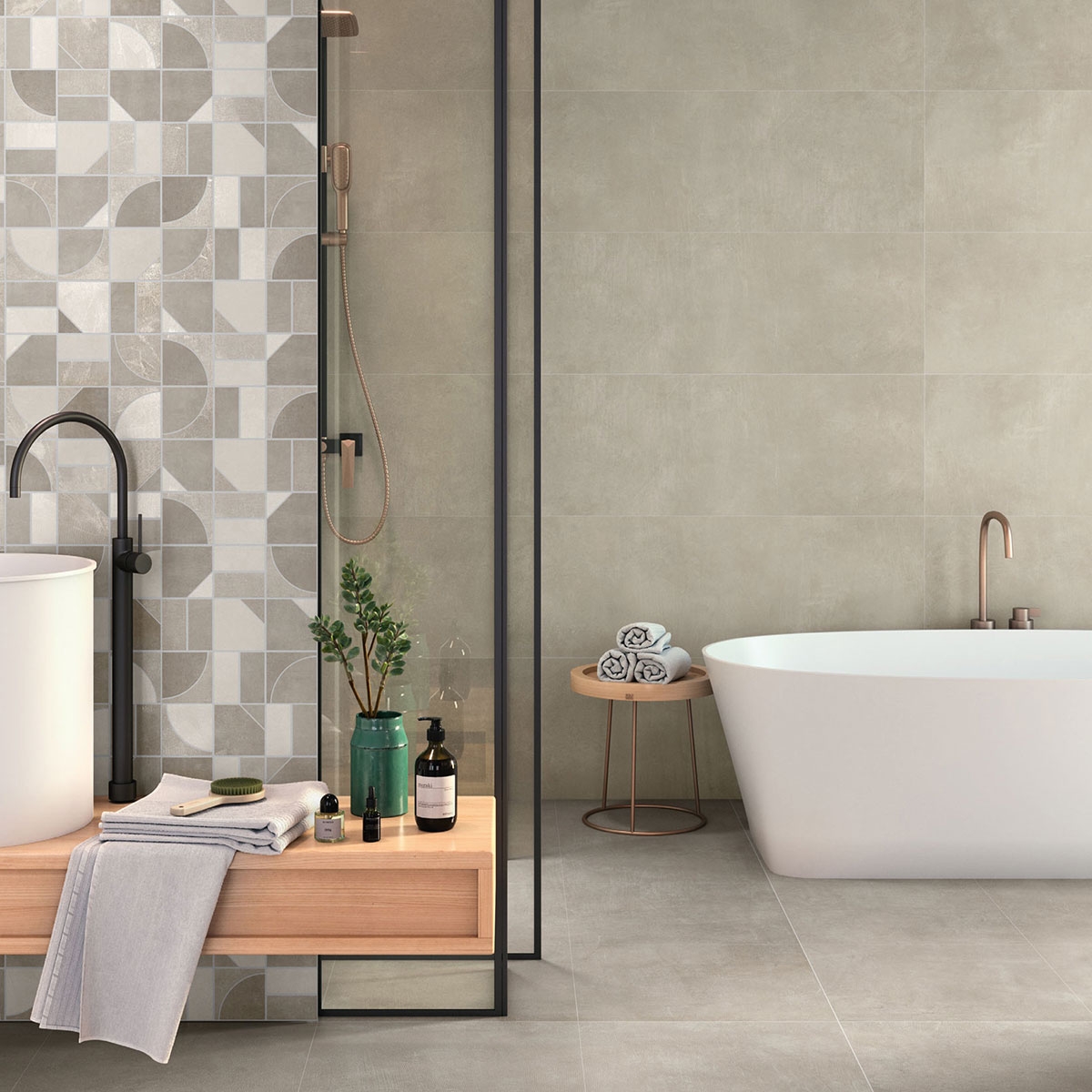 Salle de bain avec bardage Liverpool 1218 Sand 40x120