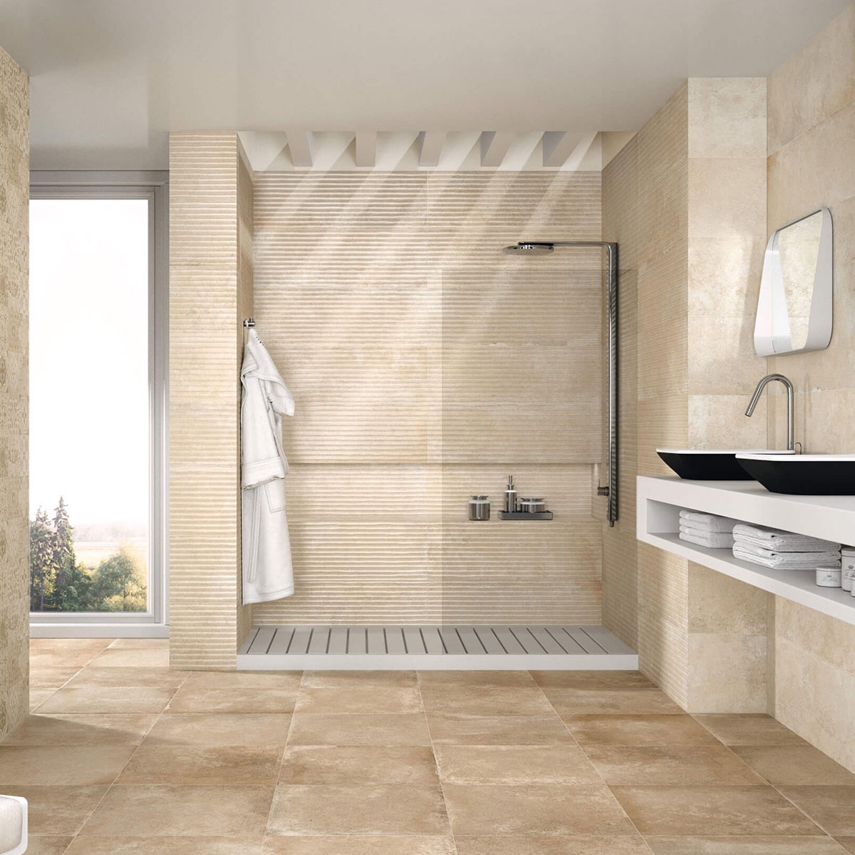 Baño con pavimento Louisiana 5031 Natural 50x50