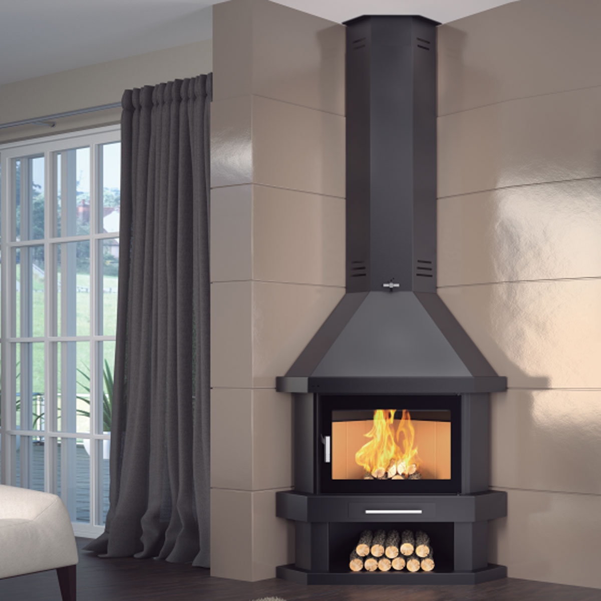 Chimenea de leña de rincón C-200 RK