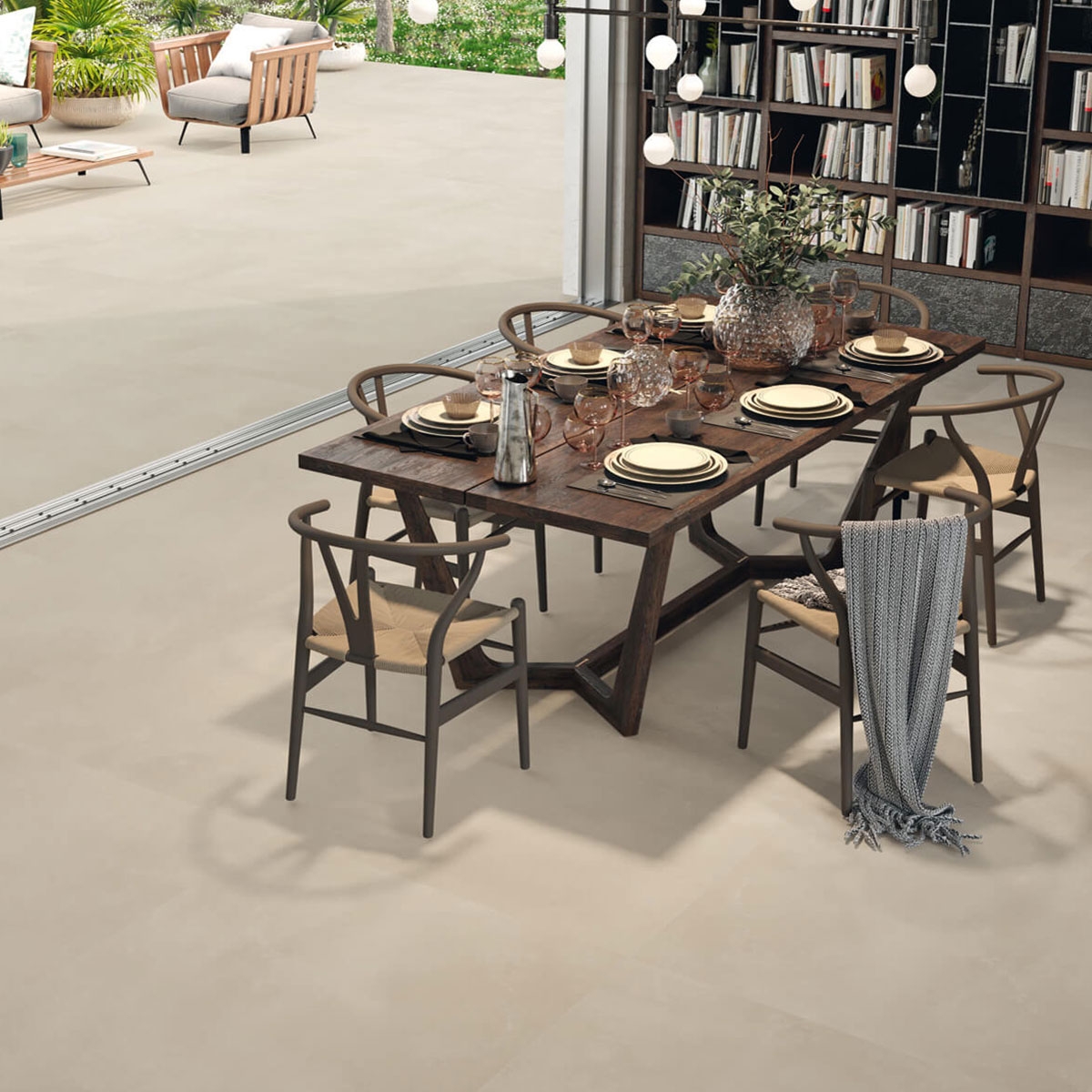 Interior com pavimento Manhattan 1800 Arena 100x100