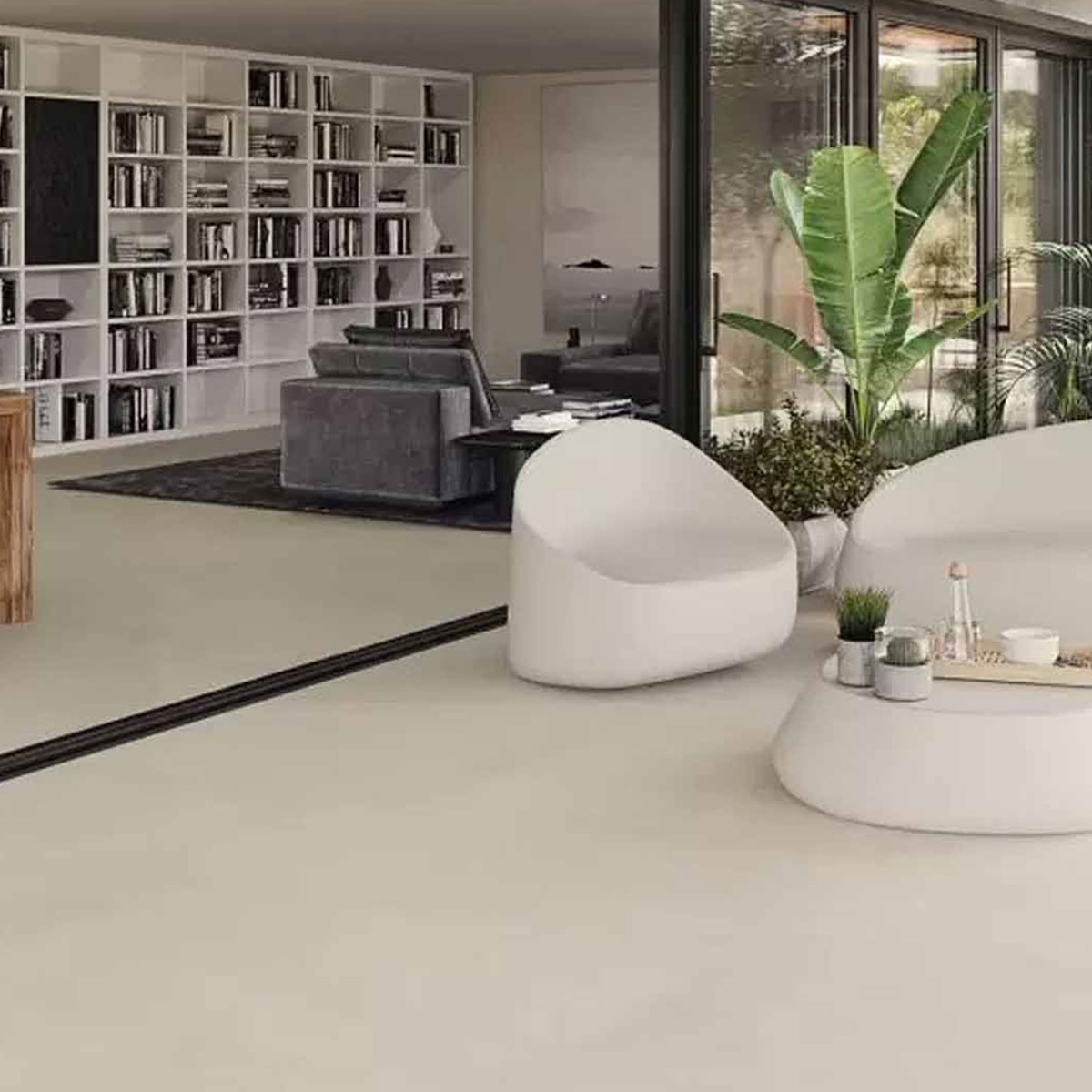 Interior with Manhattan 1800 Cream pavement 100x100