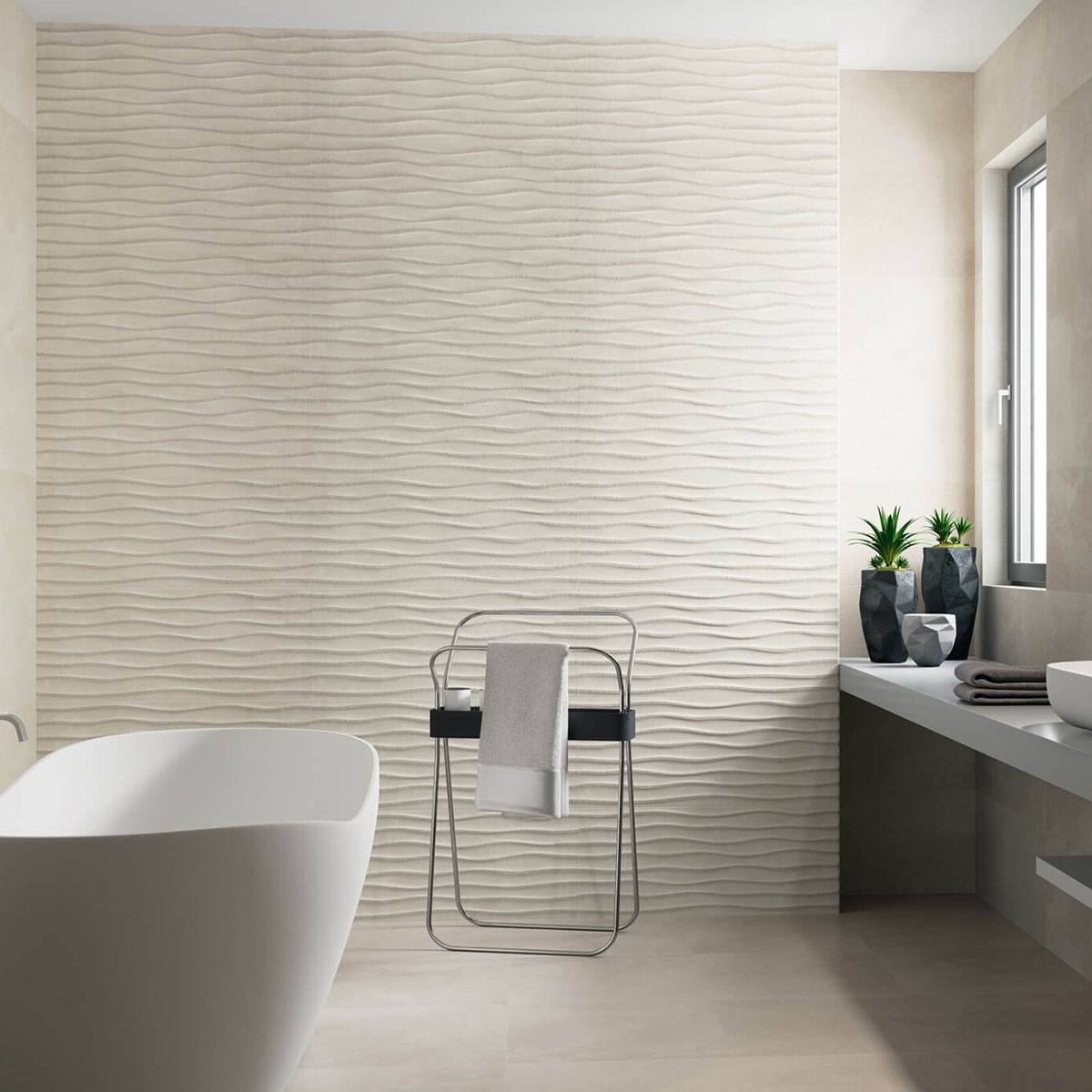 Bathroom with flooring Manhattan 5044 Pearl 50x50