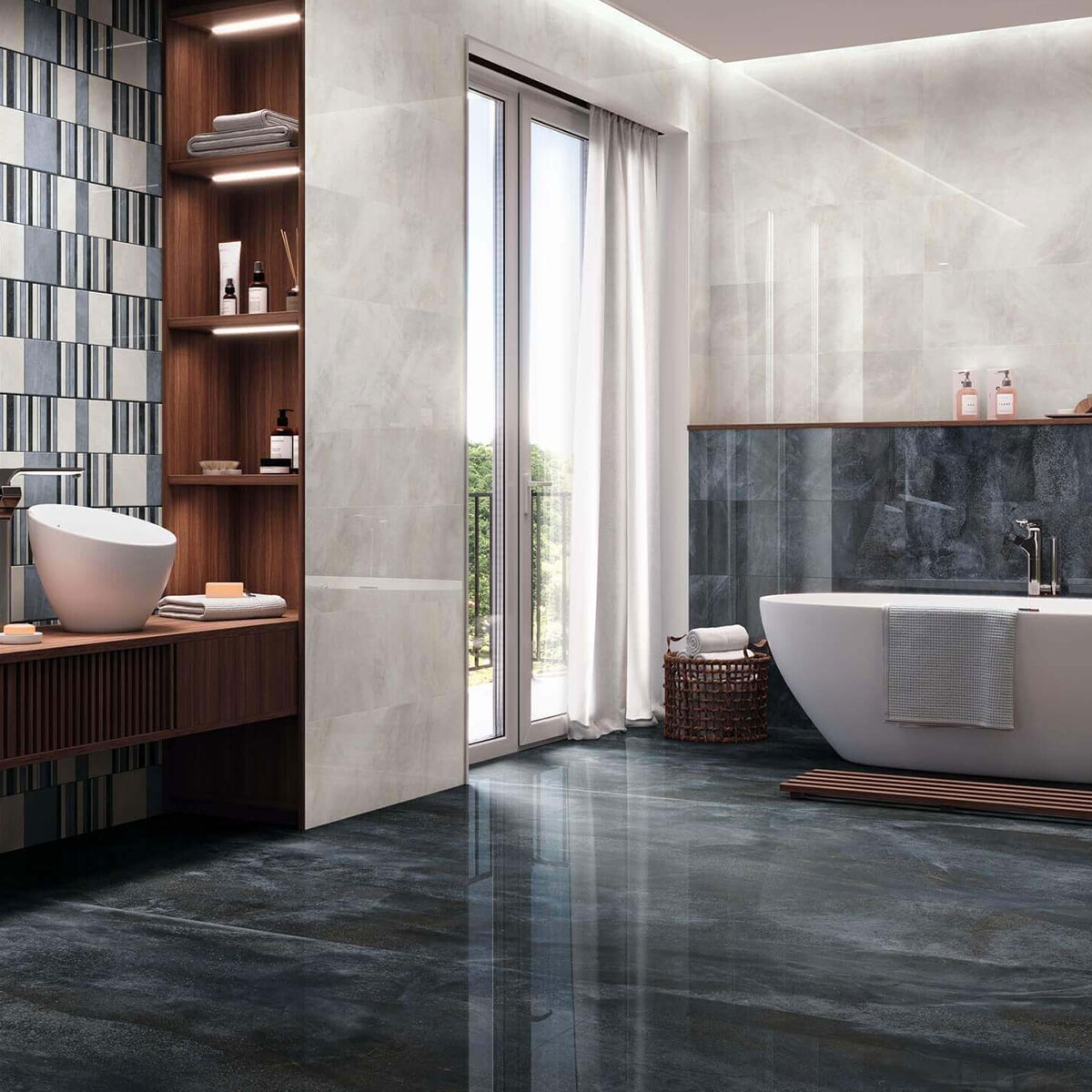 Baño con revestimiento Nilo 9537 Blanco 30x90