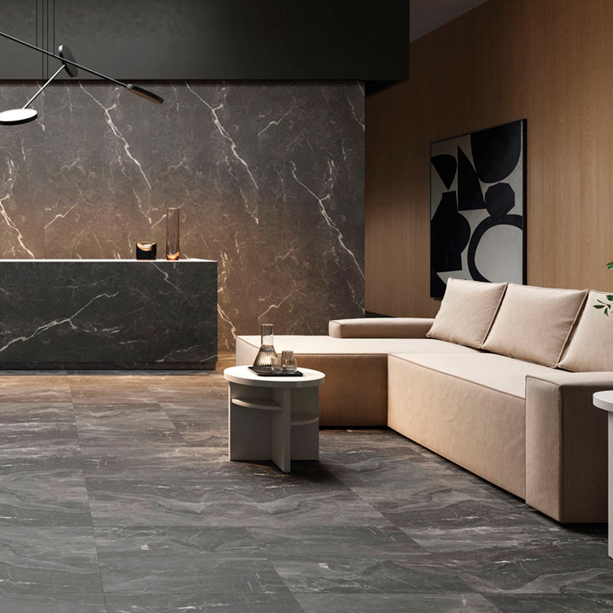 Ambiente con Spc Idevo Ashen Stone 110x55 (Caja 2,42m2)