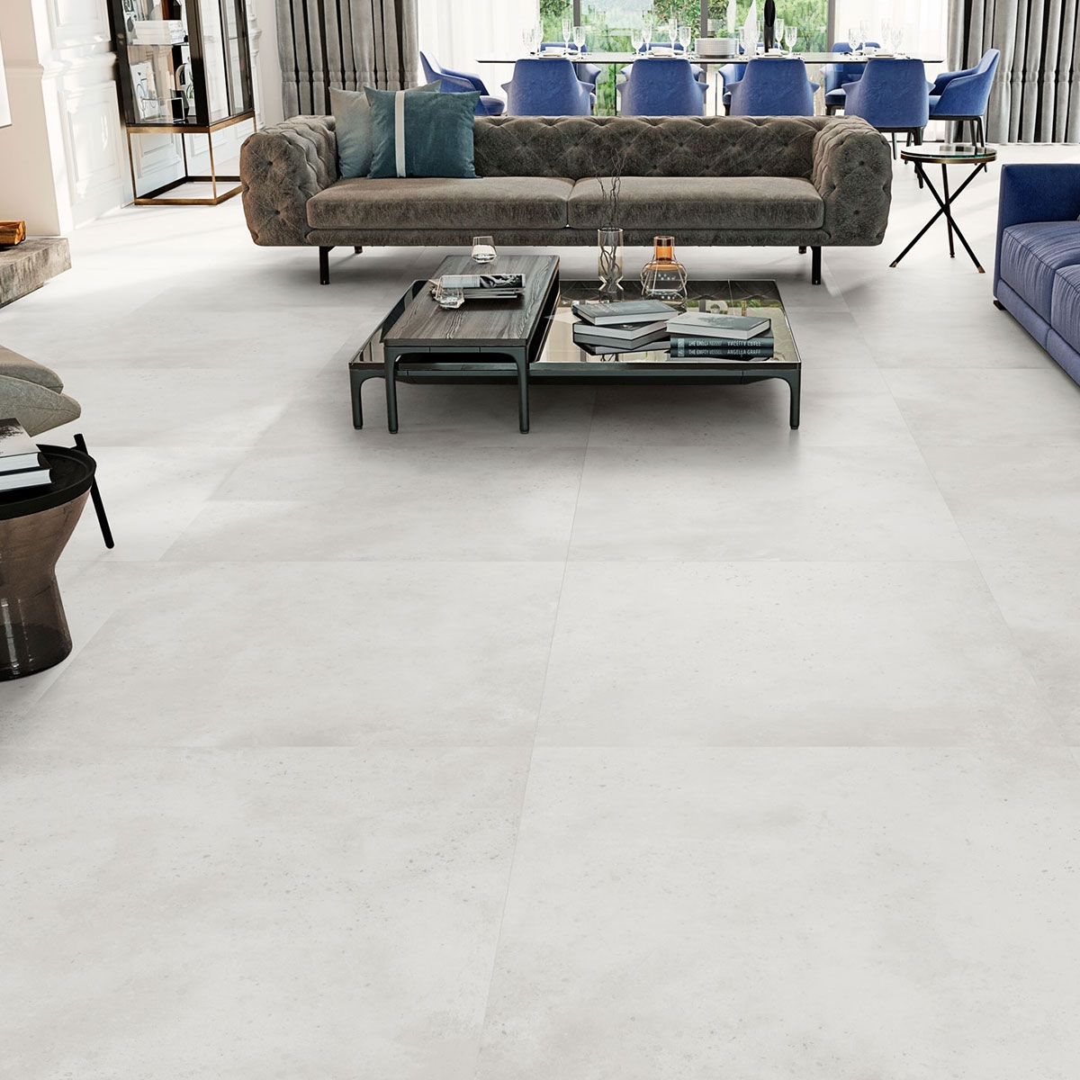 Interior con pavimento Montana 1869 Blanco 100x100