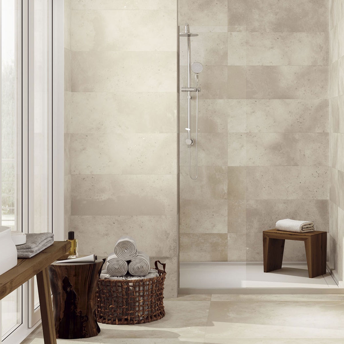 Salle de bain avec Montana 1869 Taupe 100x100