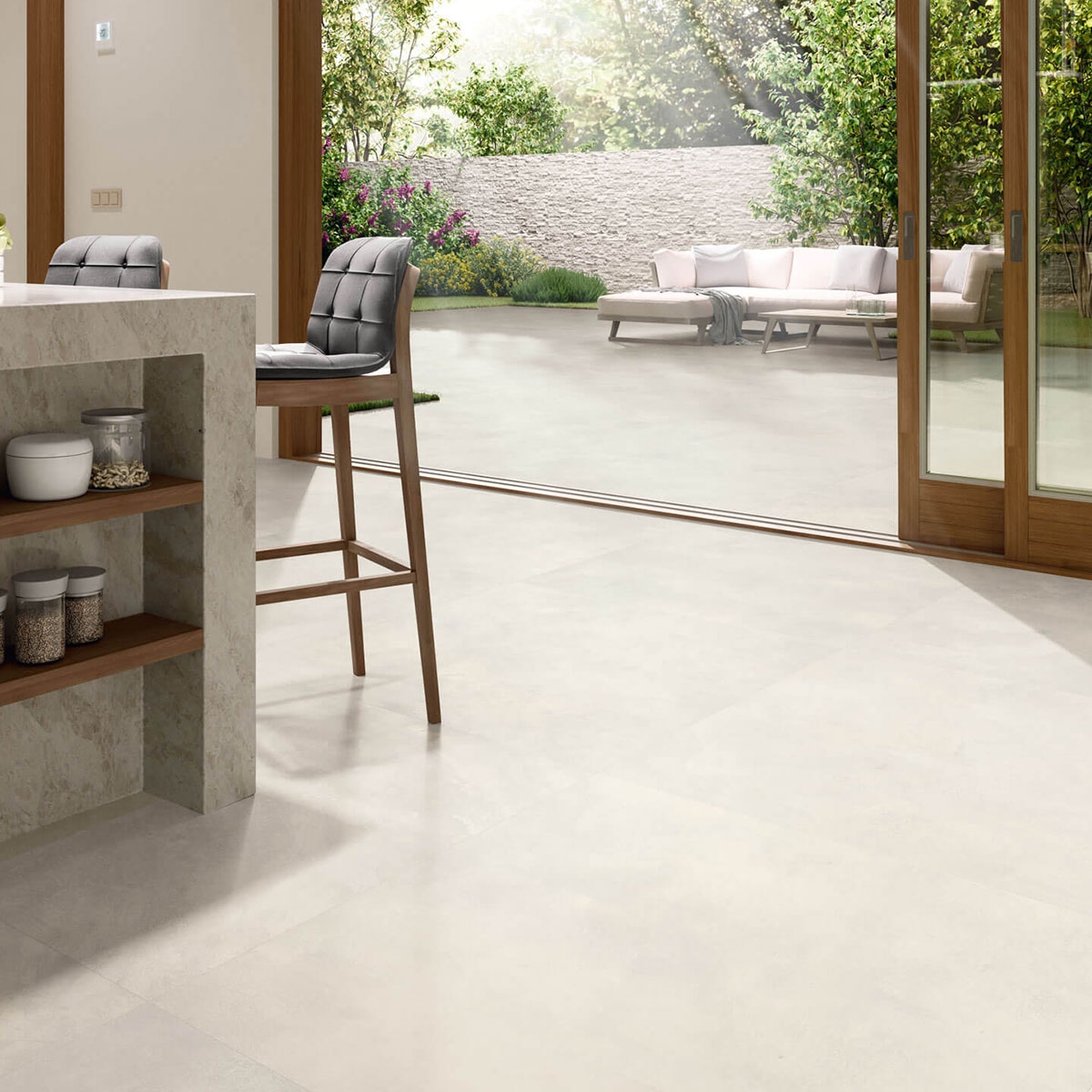 Interior com Newark 1860 Pavimento branco 100x100