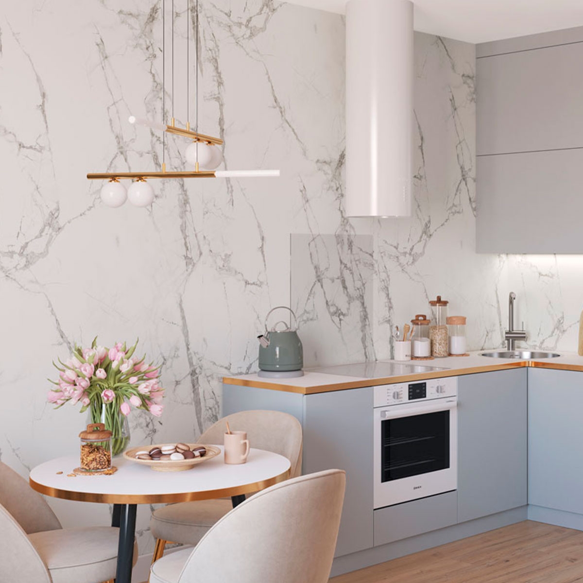 Ambiente con Spc Calacatta Snow 120x265 (Caja 6.36m2)