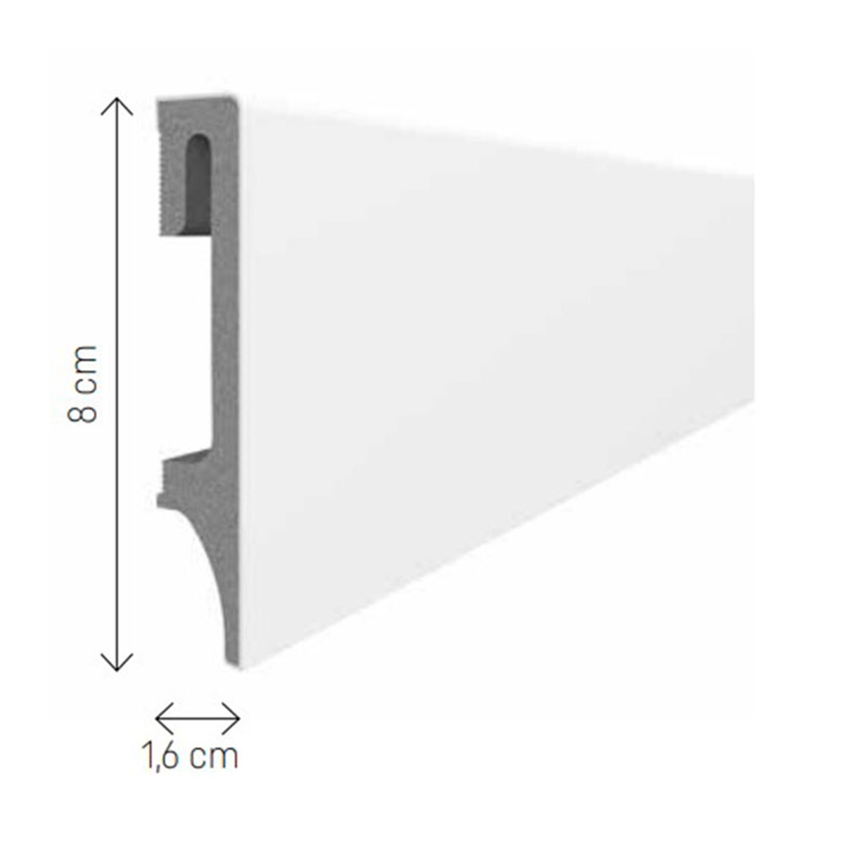 Zócalo Espumo 80 White 240x8 (Precio por pieza)