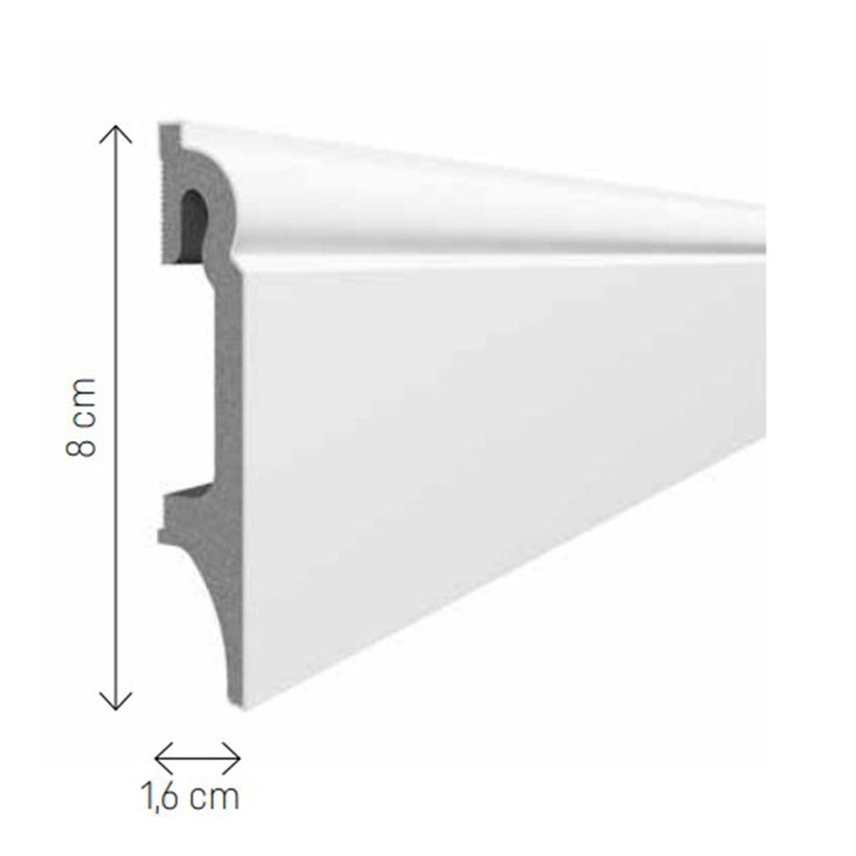 Sparkling Skirting Board 80 White 240x8 (Price per piece)