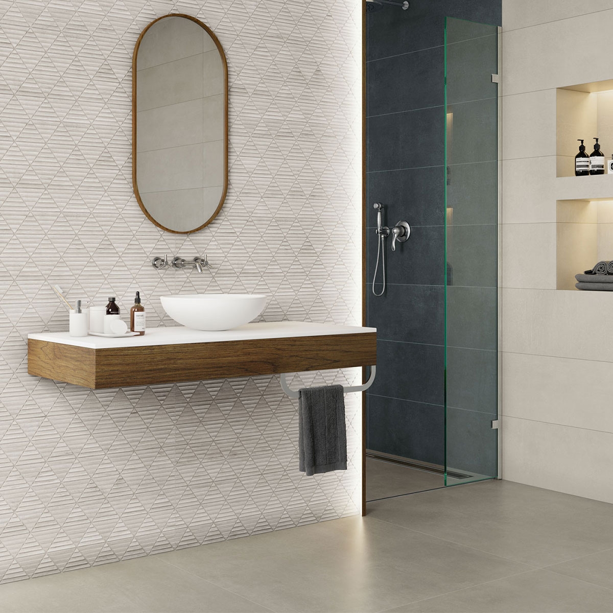 Phoenix 1845 Smoke Bathroom with Flooring 100x100 (Box 1m2)
