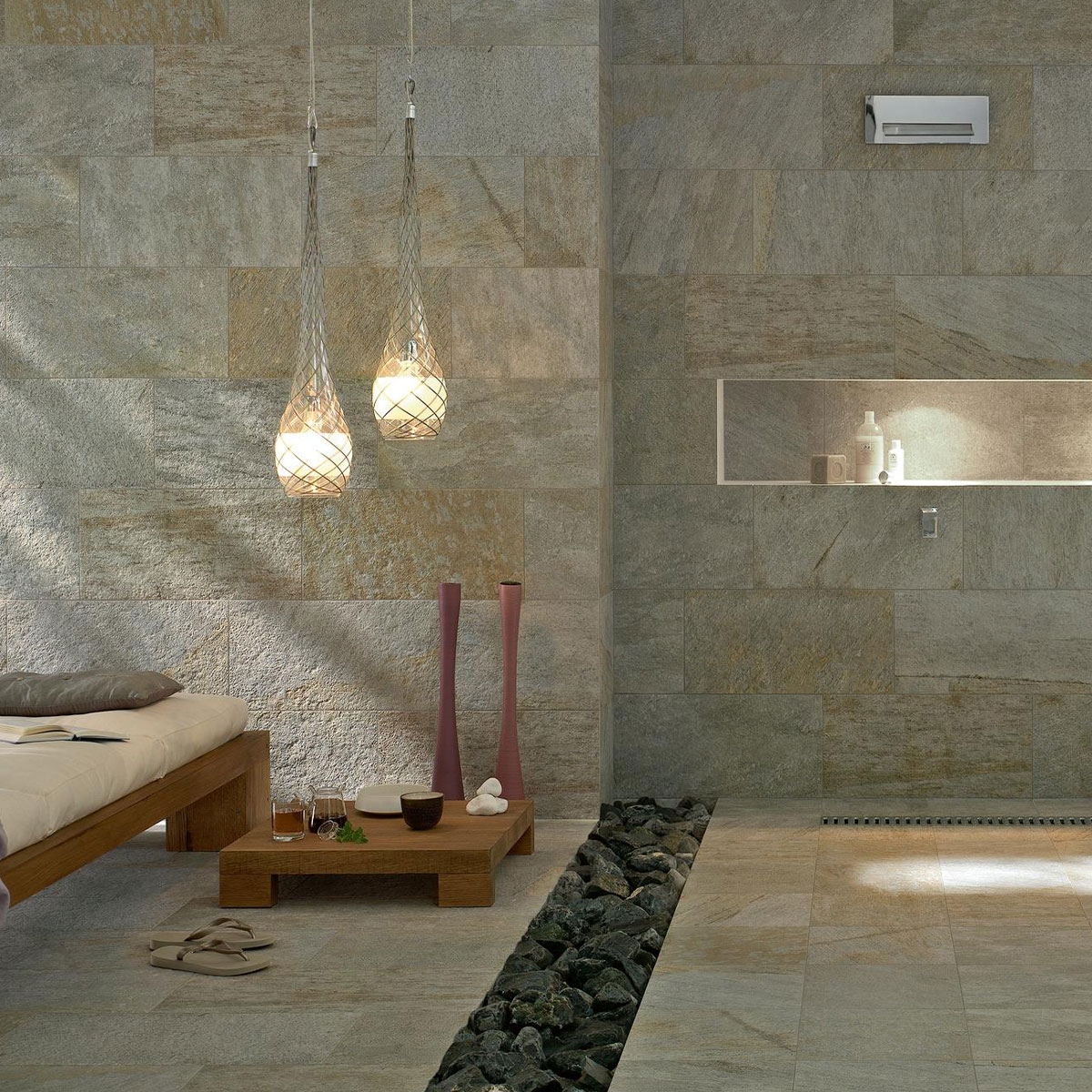 Bathroom with Multiquartz Gray Non-slip flooring 30x30 (Box 0.99m2)