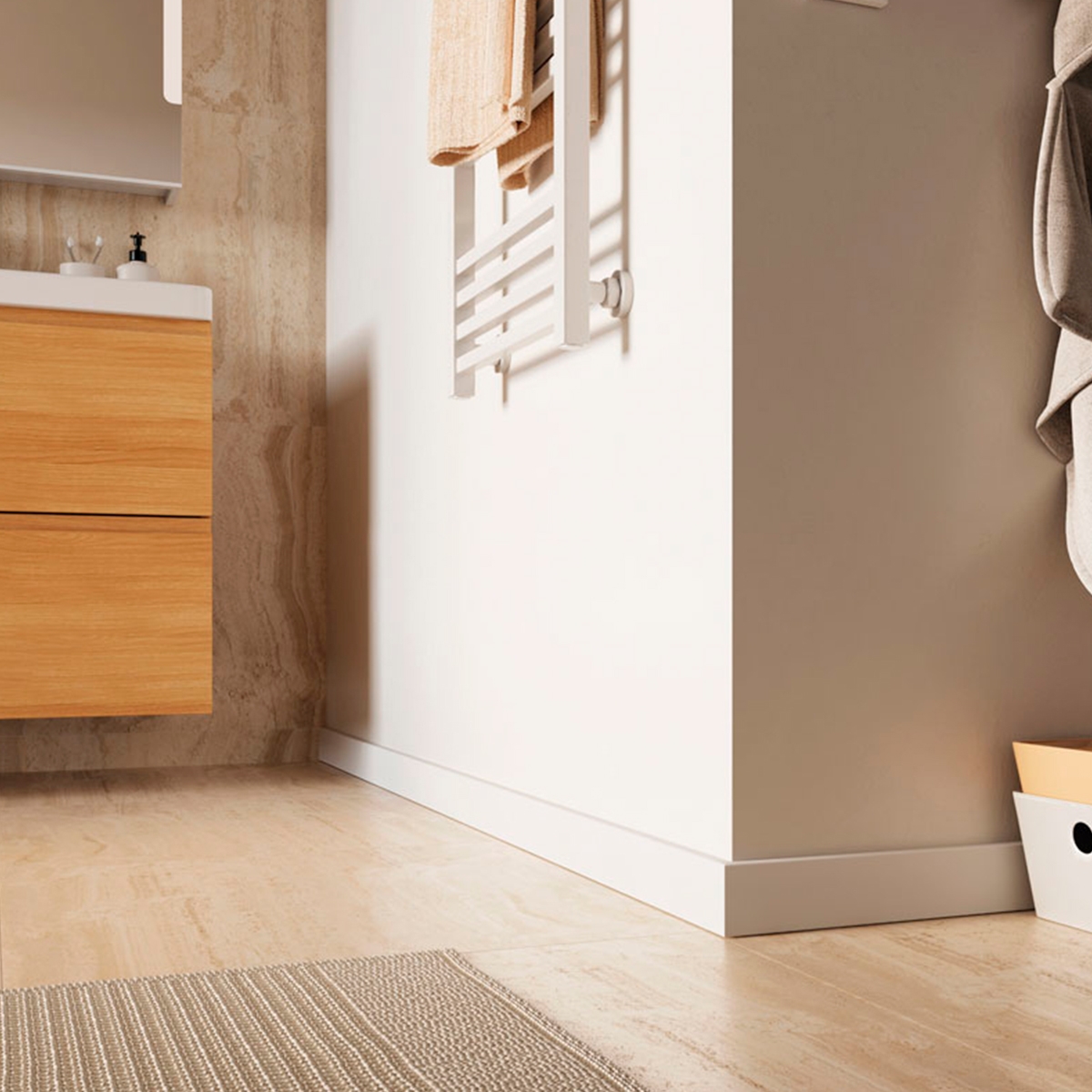 Ambiente con Zócalo Sempla 65 Blanco 240x6,5 (Precio por pieza)