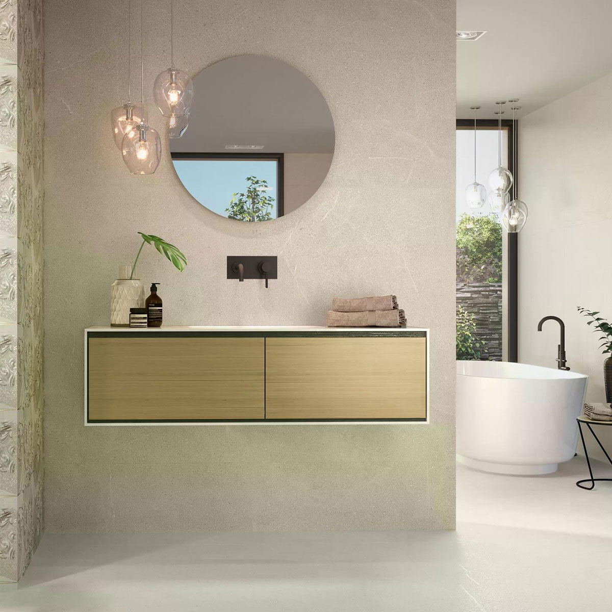 Salle de bain avec revêtement Cleveland 9533 Sable 30x90