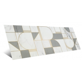 Allmarble Statuario Satin Decoro Club 40x120 (Caja 1.92m2)