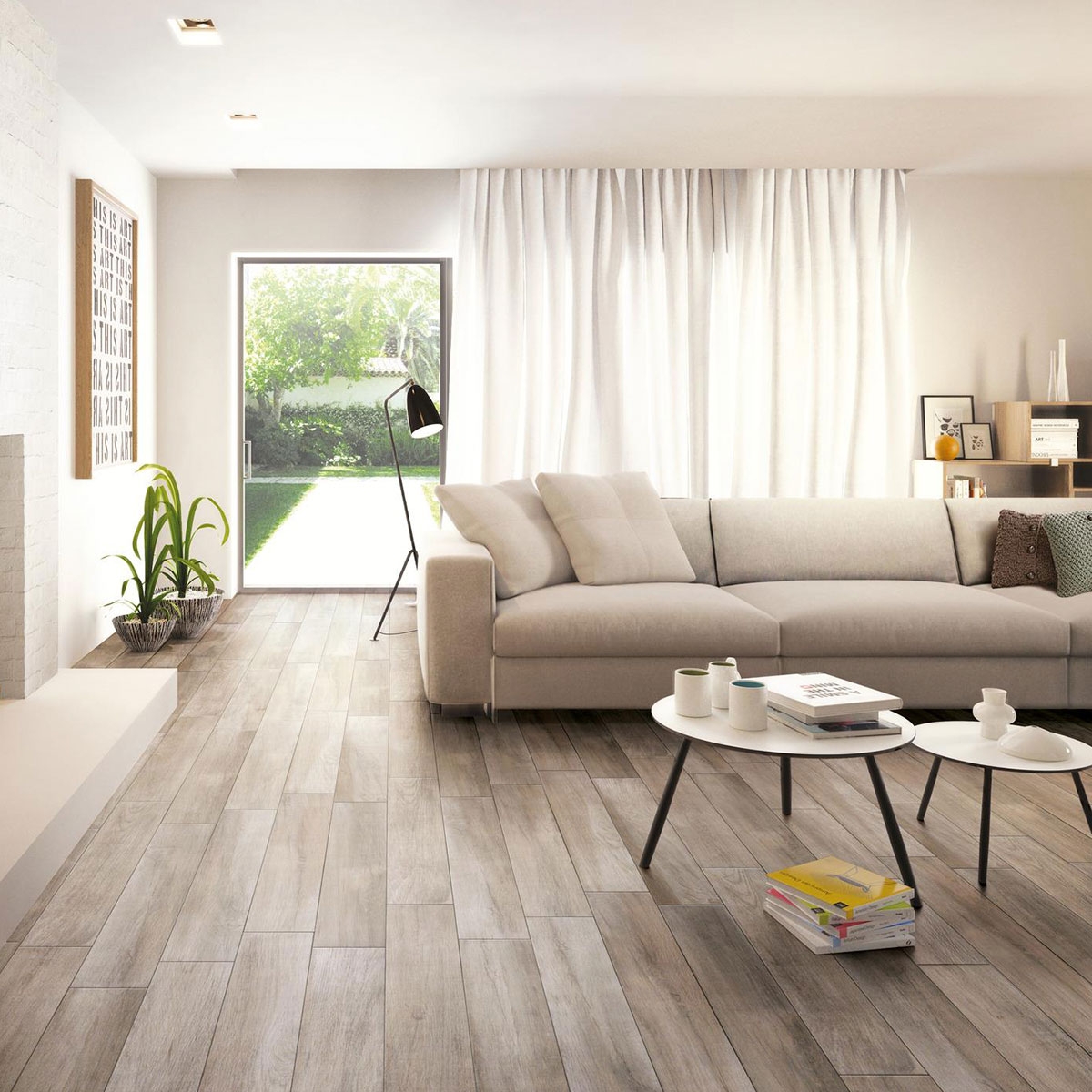 Interior con Pavimento Treverkmood Rovere 15x90