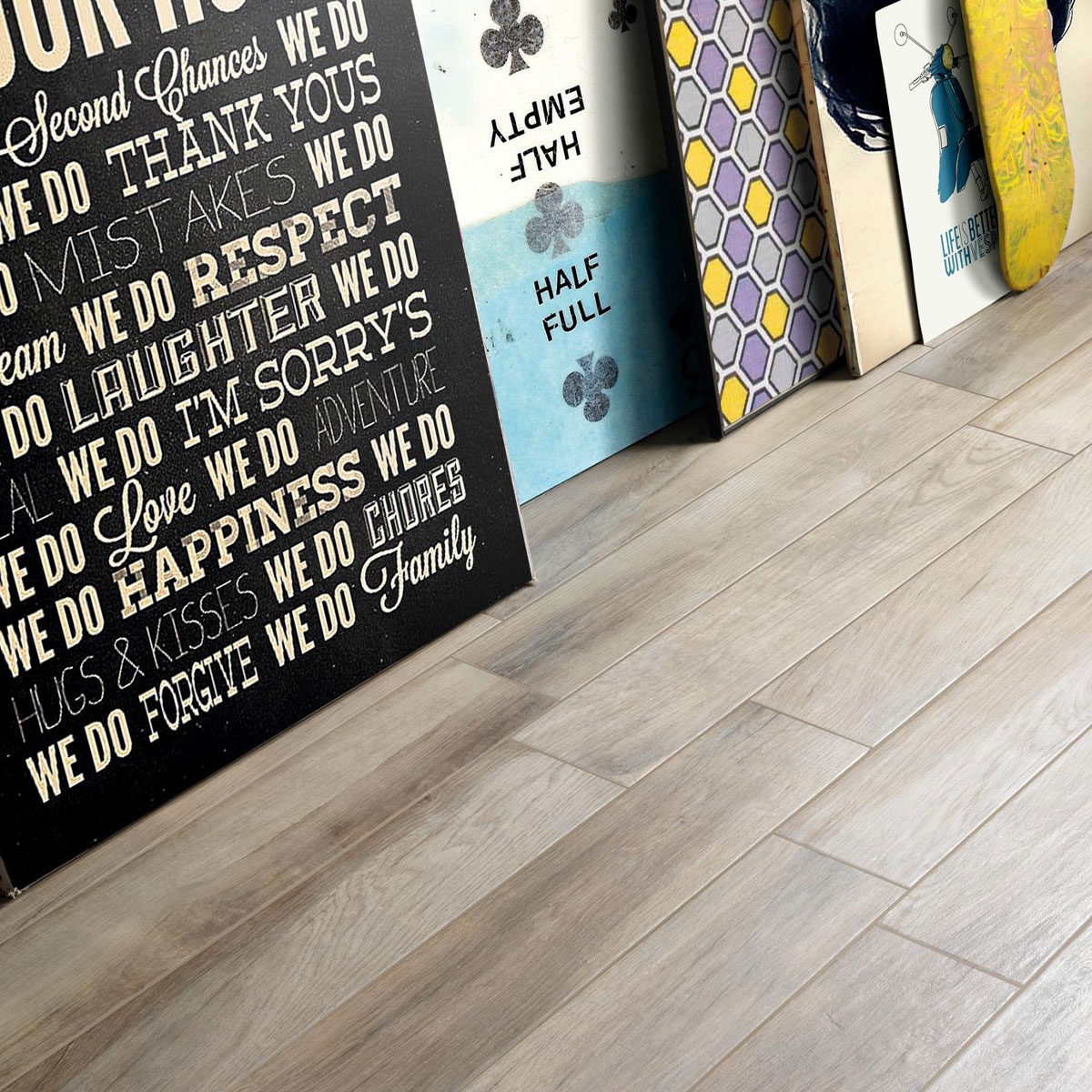 Interior com pavimento Treverkmood Rovere 15x90 (Box 1.08m2) 2