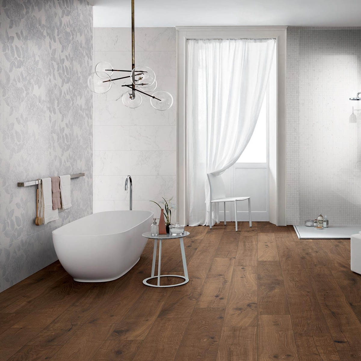 Baño con Revestimiento Allmarble Altissimo Satin Decoro Rose 80x120