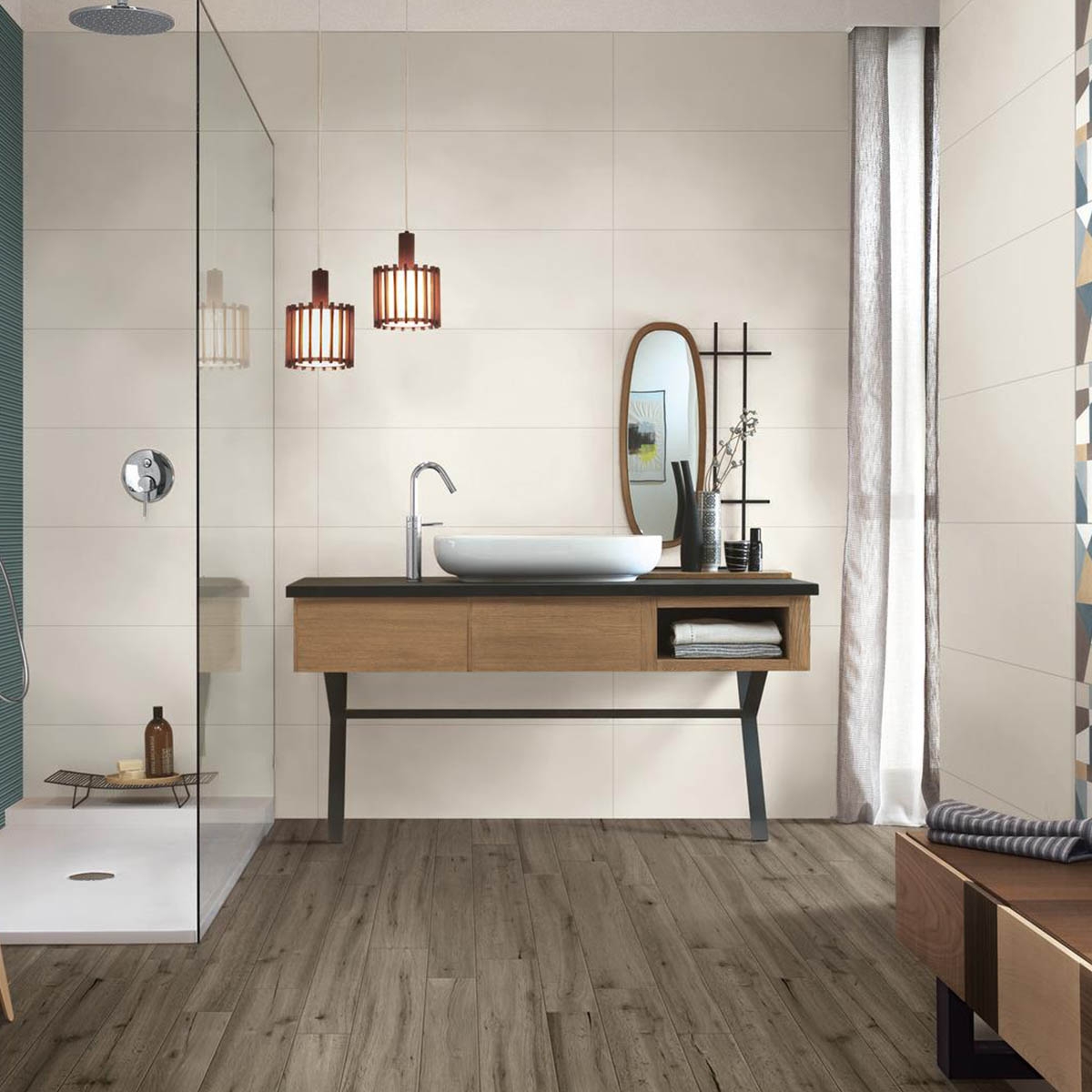 Baño con Revestimiento Colorplay Cream 30x90