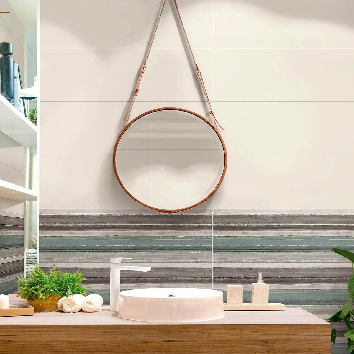 Baño con Revestimiento Colorplay Cream 30x90 (Caja 1.35m2)