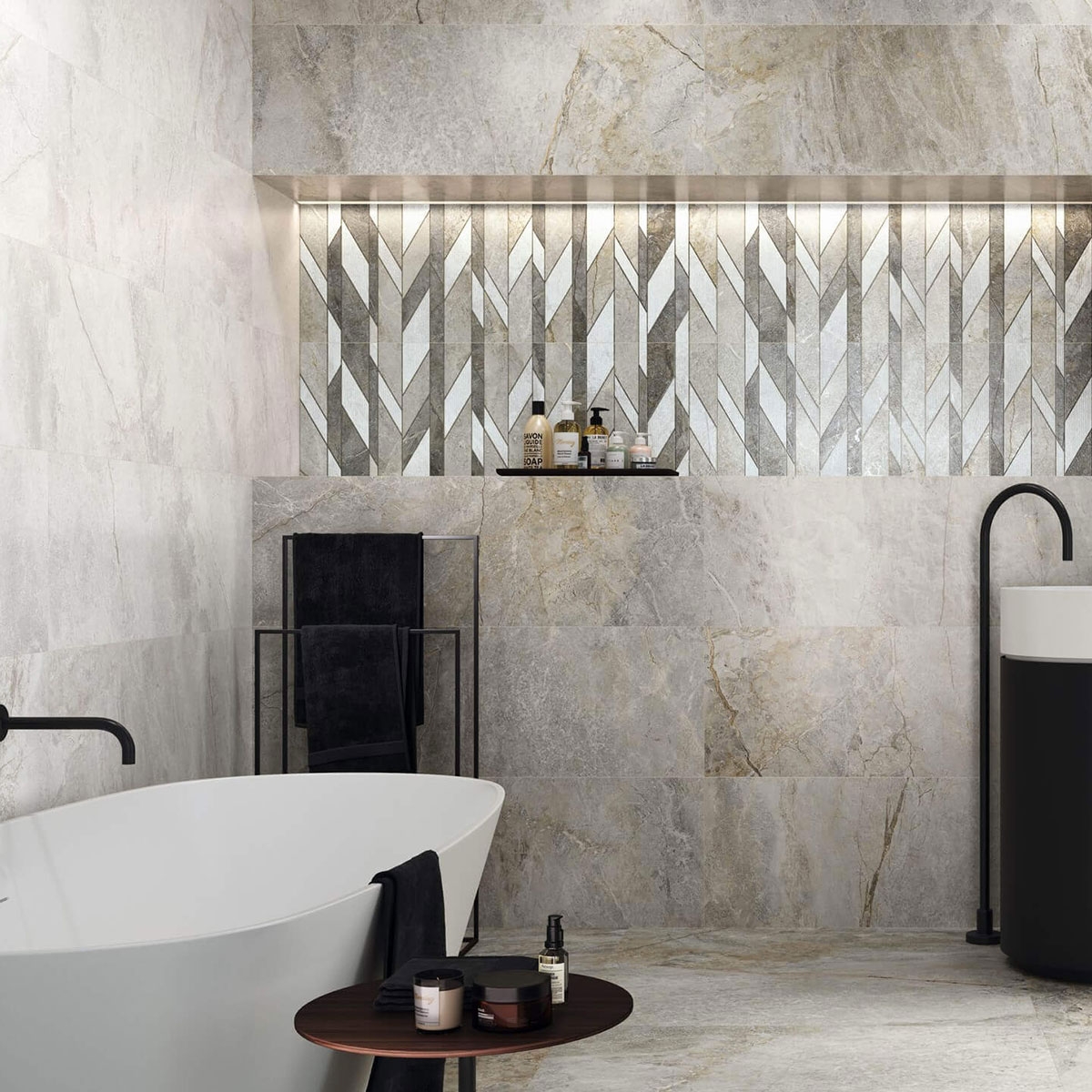 Salle de bain avec revêtement Támes 1220 Blanc 40x120