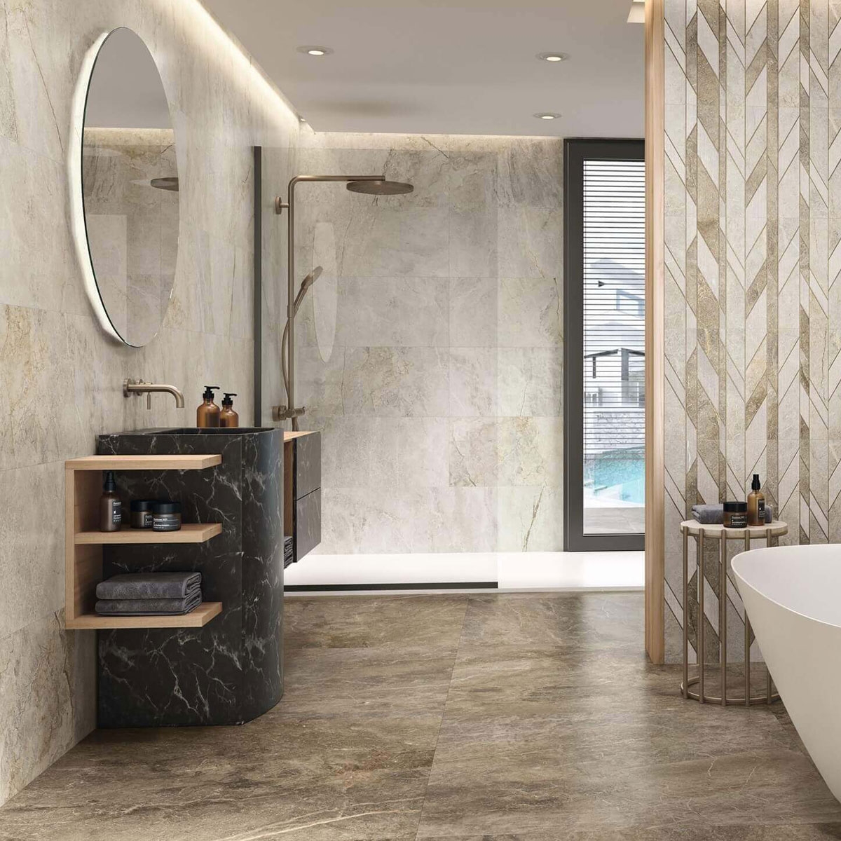 Baño con revestimiento Támesis 1220 Sand 40x120