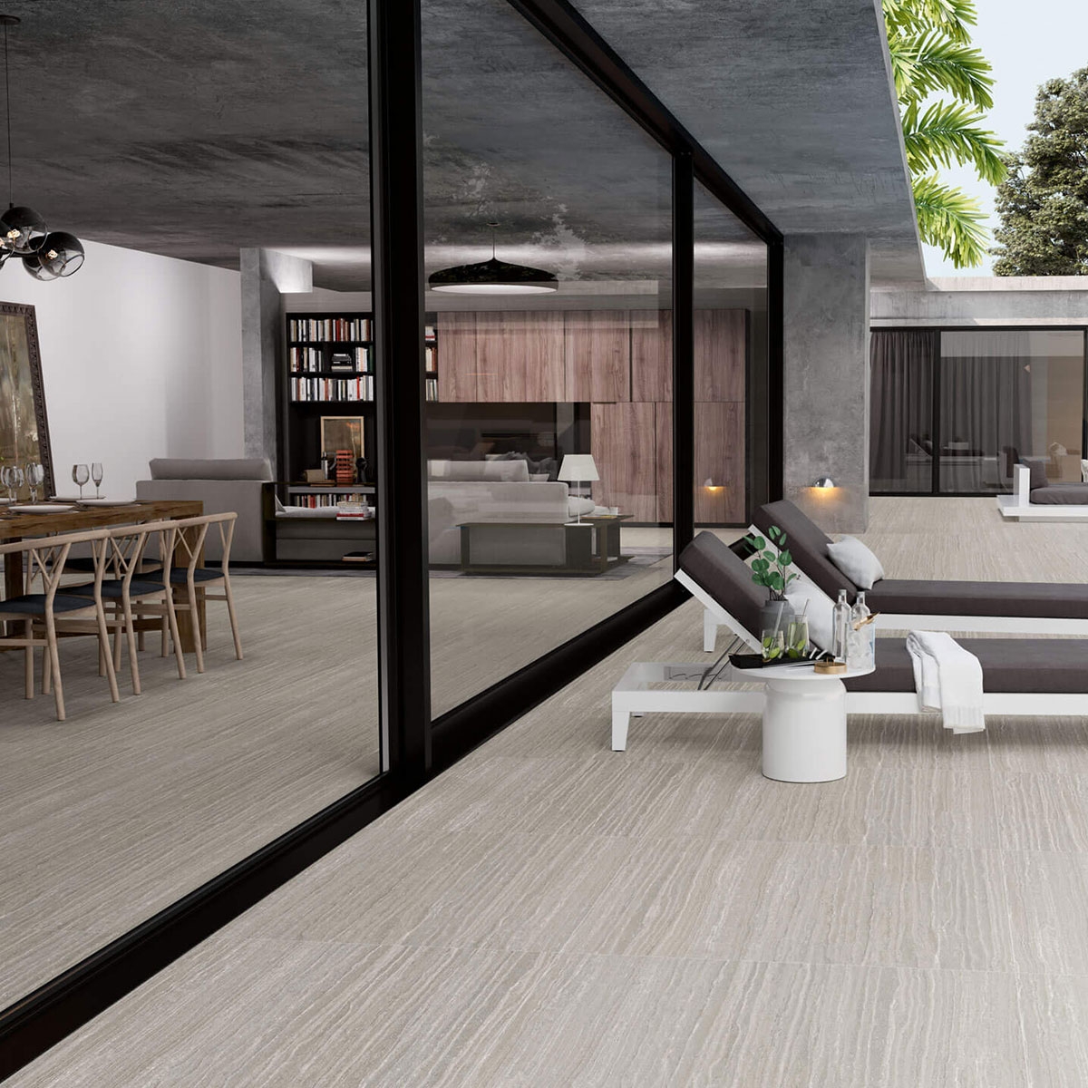 Interior with Tivoli 1828 Grey flooring 100x100