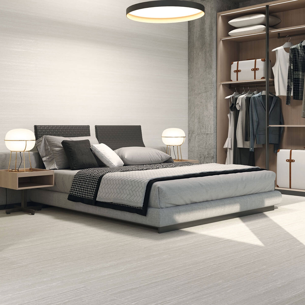 Interior com pavimento Tivoli 1828 Cinzento 100x100 (Box 1m2)