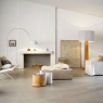 Interior com pavimento em bloco bege 60x120 (Box 1.44m2)