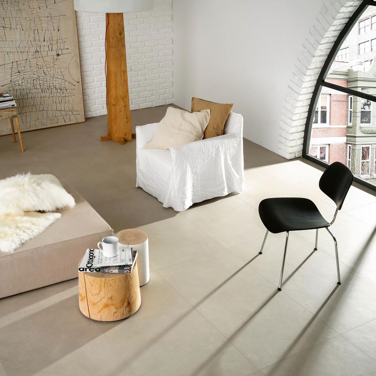 Intérieur avec dallage en blocs beiges 60x120 (Boîte 1.44m2) 1
