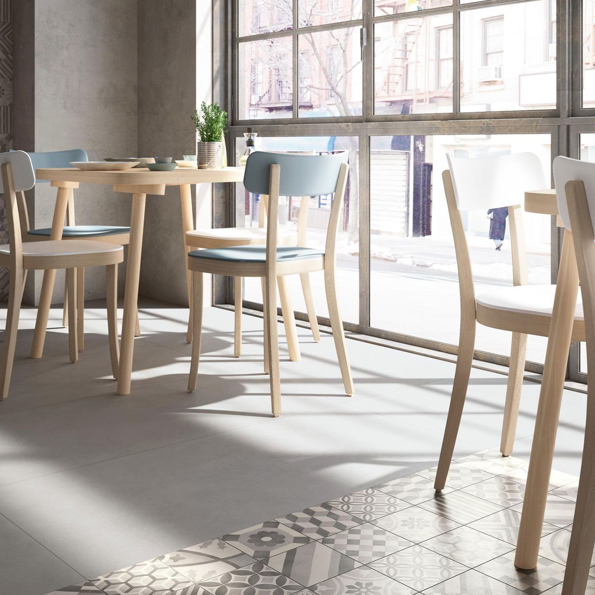 Restaurant with Block Silver flooring 60x120 (Box 1.44m2) 1