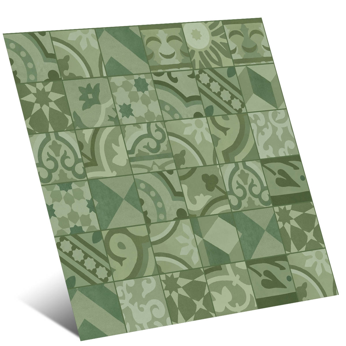 D_Segni Blend Verde Decoro Mix Antideslizante 10x10 (Caja 0.68m2)