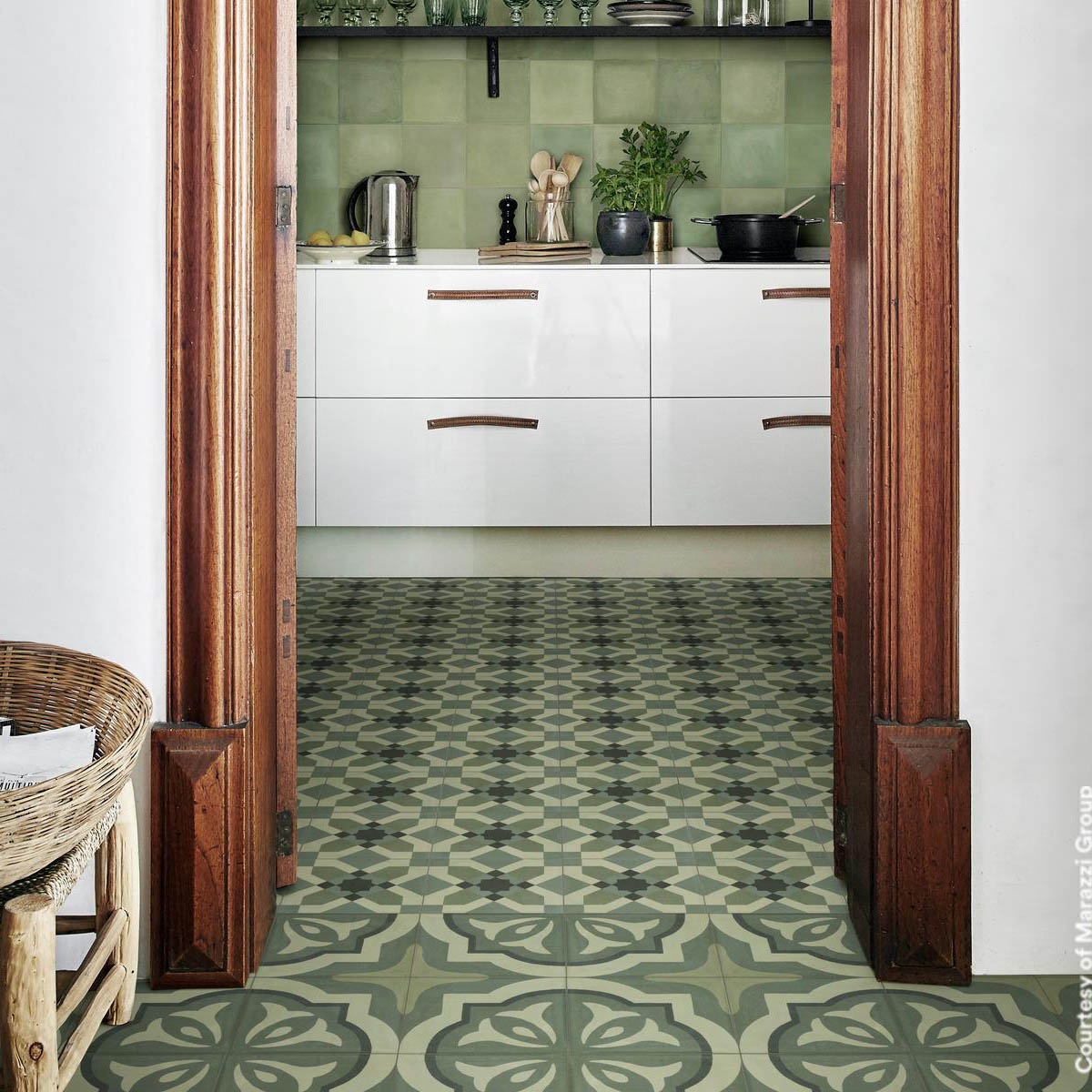 Cocina con Revestimiento D_Segni Blend Verde Antideslizante 20x20