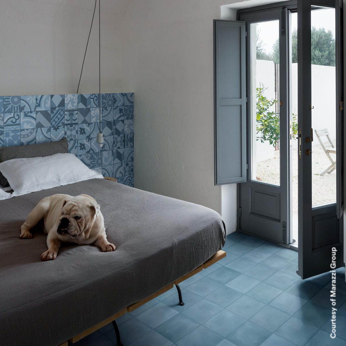 Chambre avec mélange de D_Segni Azzurro Decoro Mix Revêtement antidérapant 20x20