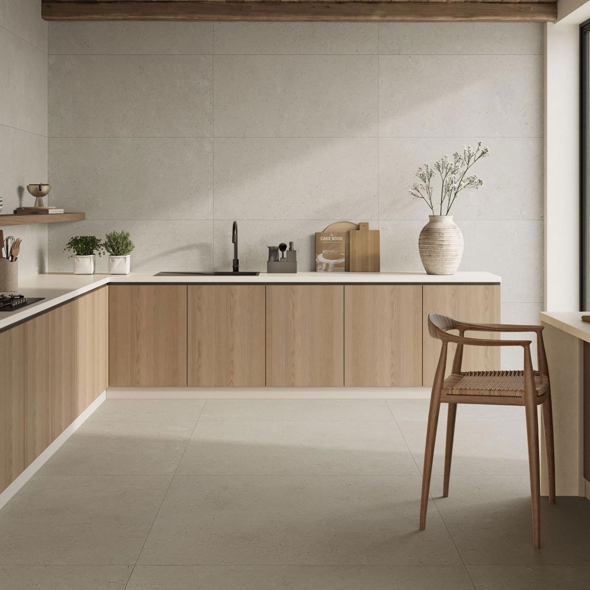 Interior com pavimento Sospiro Bege 60x120 (Box 1.44m2)