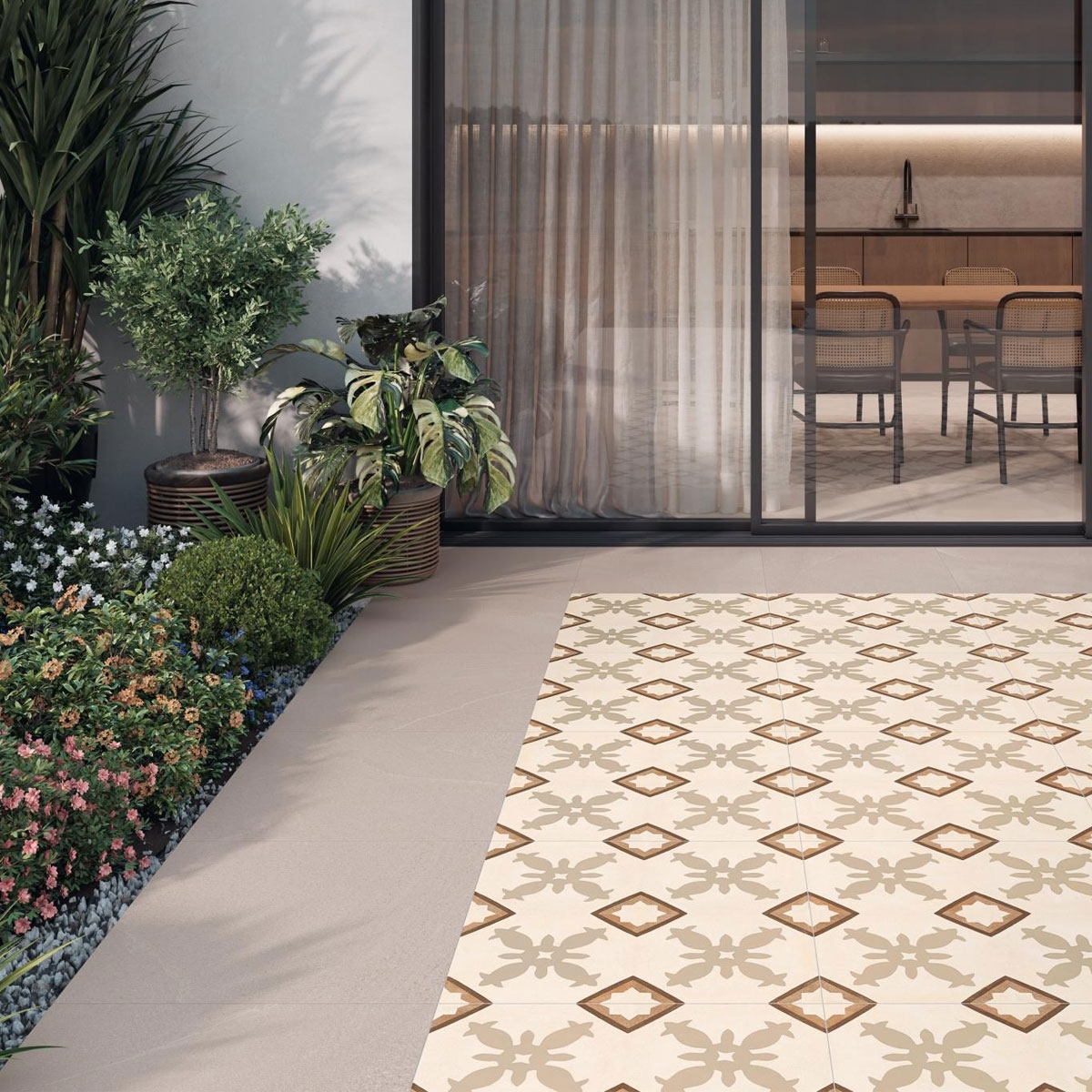 Exterior with flooring AT Burlingstone Ivory Non-slip 60x60