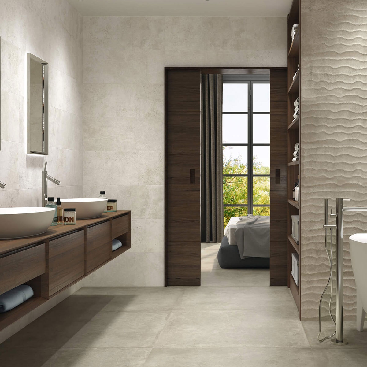 Salle de bain avec revêtement mural Toscana 8206 Nacre 33.3x80