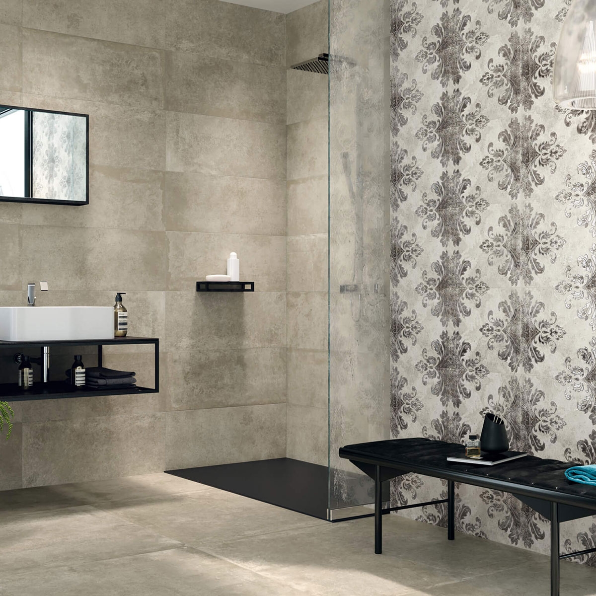 Baño con revestimiento Toscana 8206 Ceniza 33.3x80