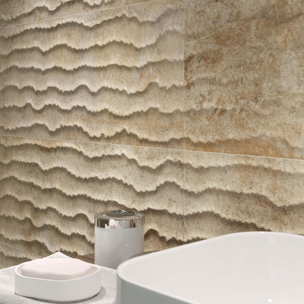 Ambiente com revestimento de relevo natural Toscana 8206 33.3x80