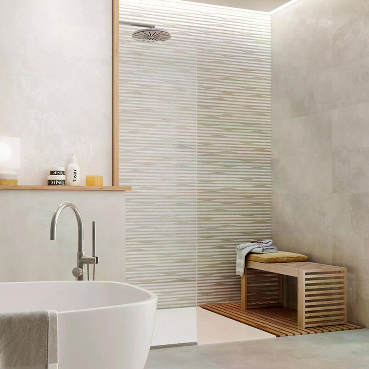 Liverpool 8216 Relief Creta Bone 33.3x80 Casa de banho com revestimento