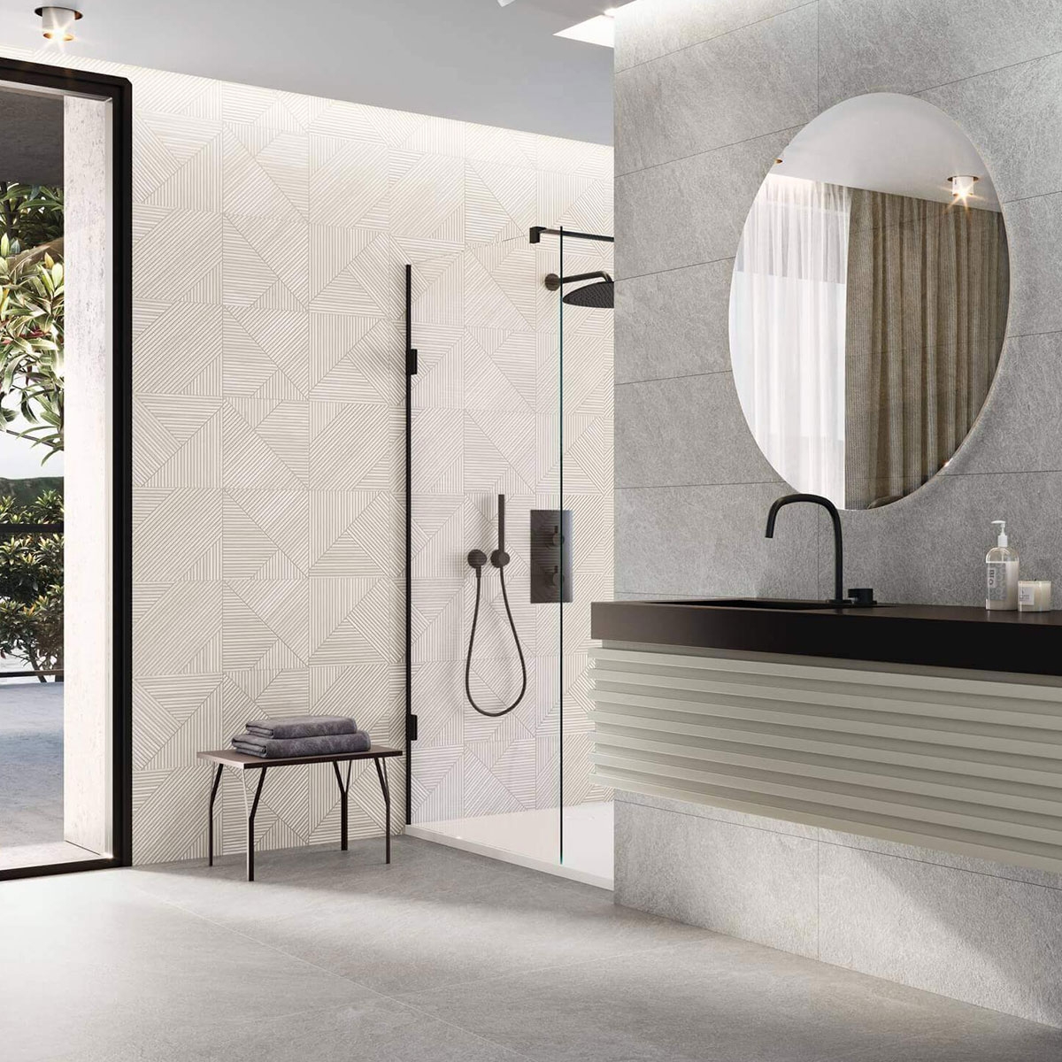 Bathroom with Rhône flooring 1858 Ash 100x100