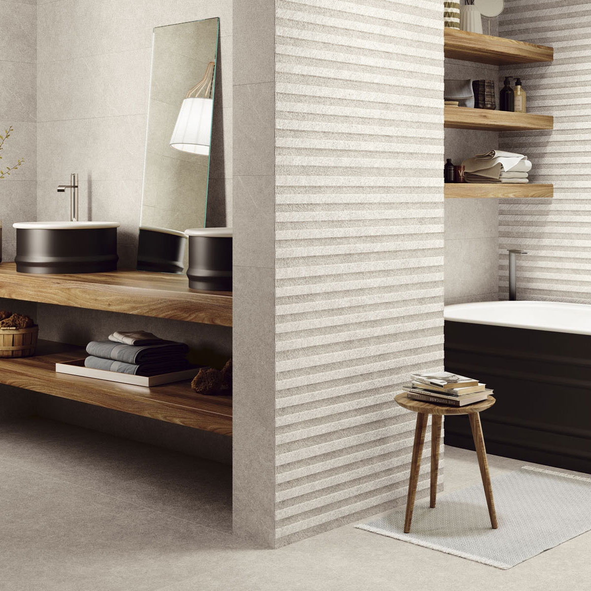 Interior with Soller 9551 Relief Drach Stone coating 30x90