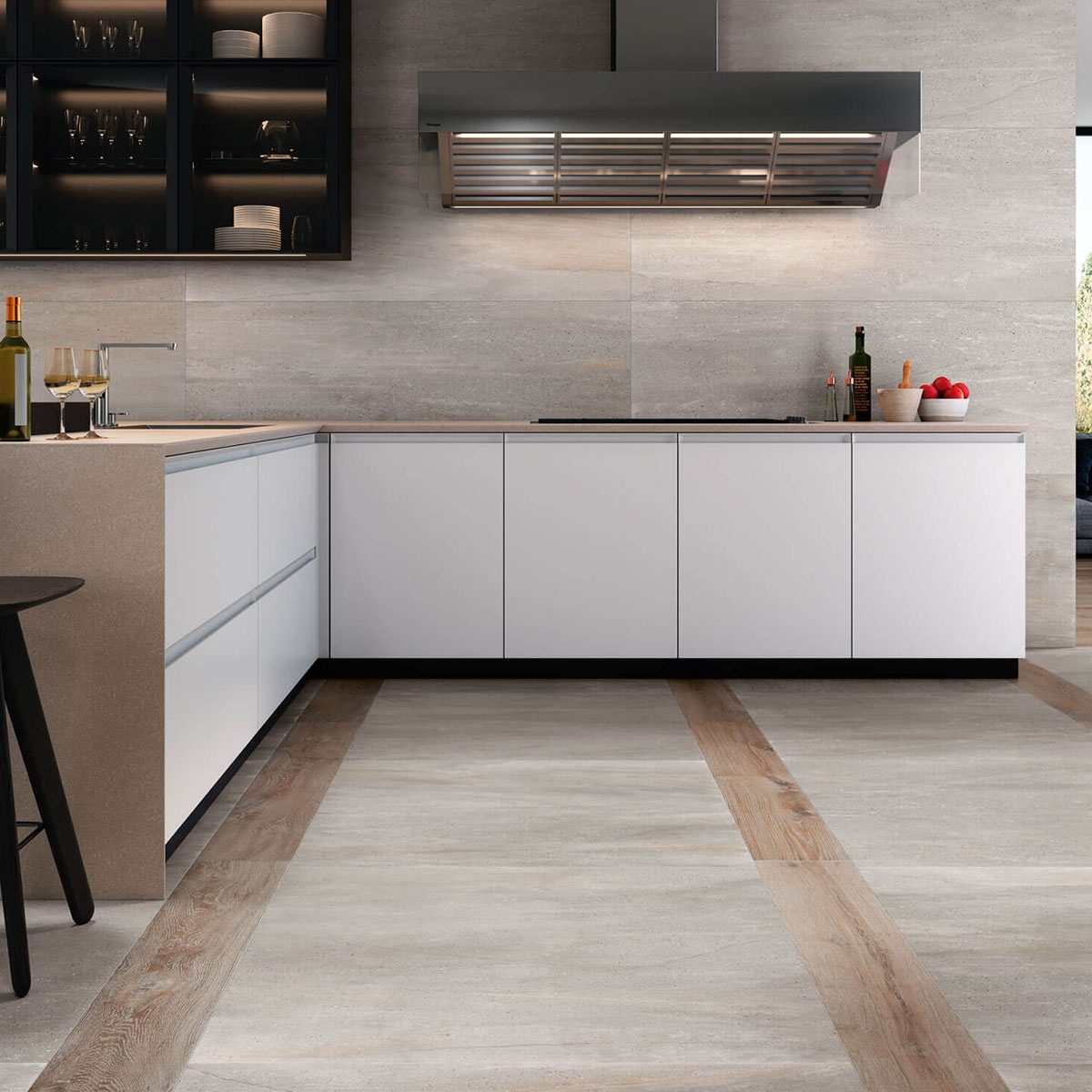 Interior com pavimento Sakai 1843 Marfim 100x100 (Box 1m2)