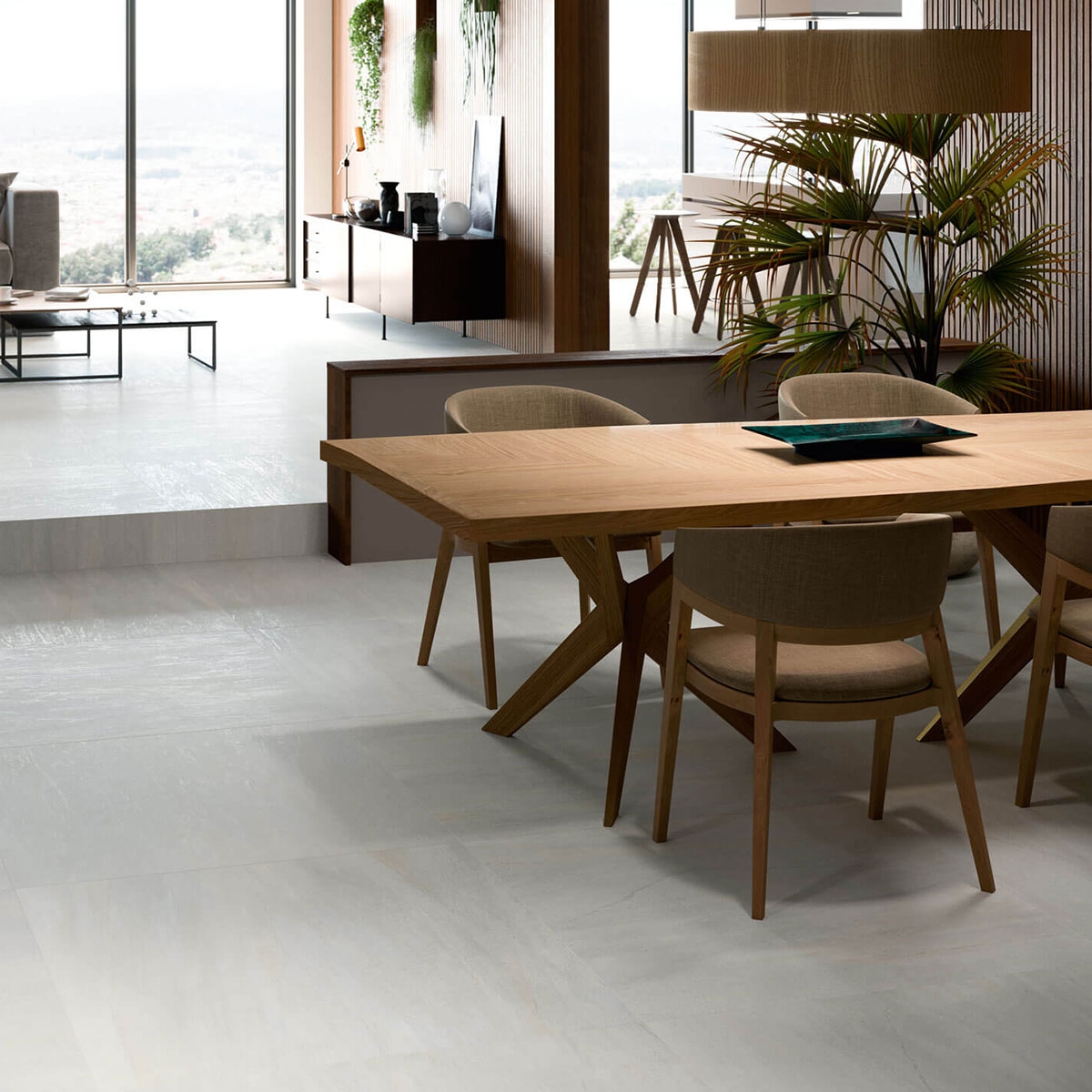 Interior com pavimento Sakai 1843 Ivory 100x100