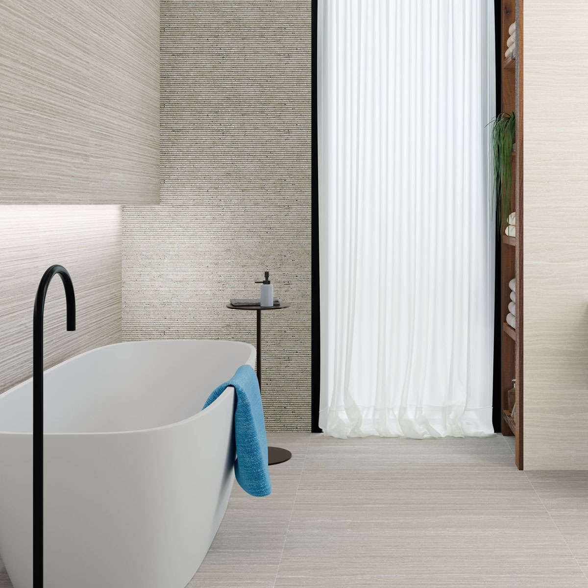 Intérieur avec revêtement Tivoli 1216 Linear Relief Grey 40x120