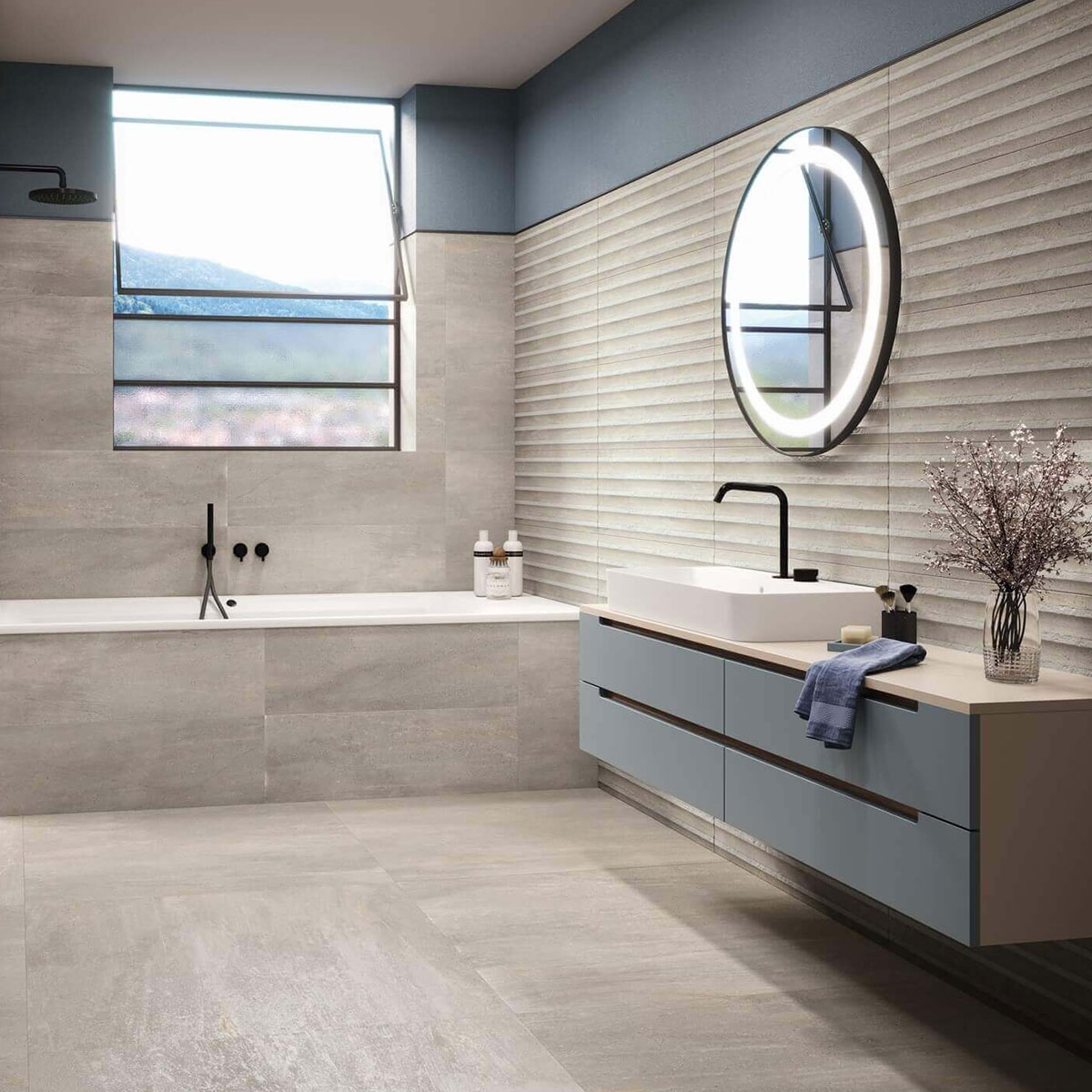 Baño con revestimiento Sakai 9542 Taupe 30x90
