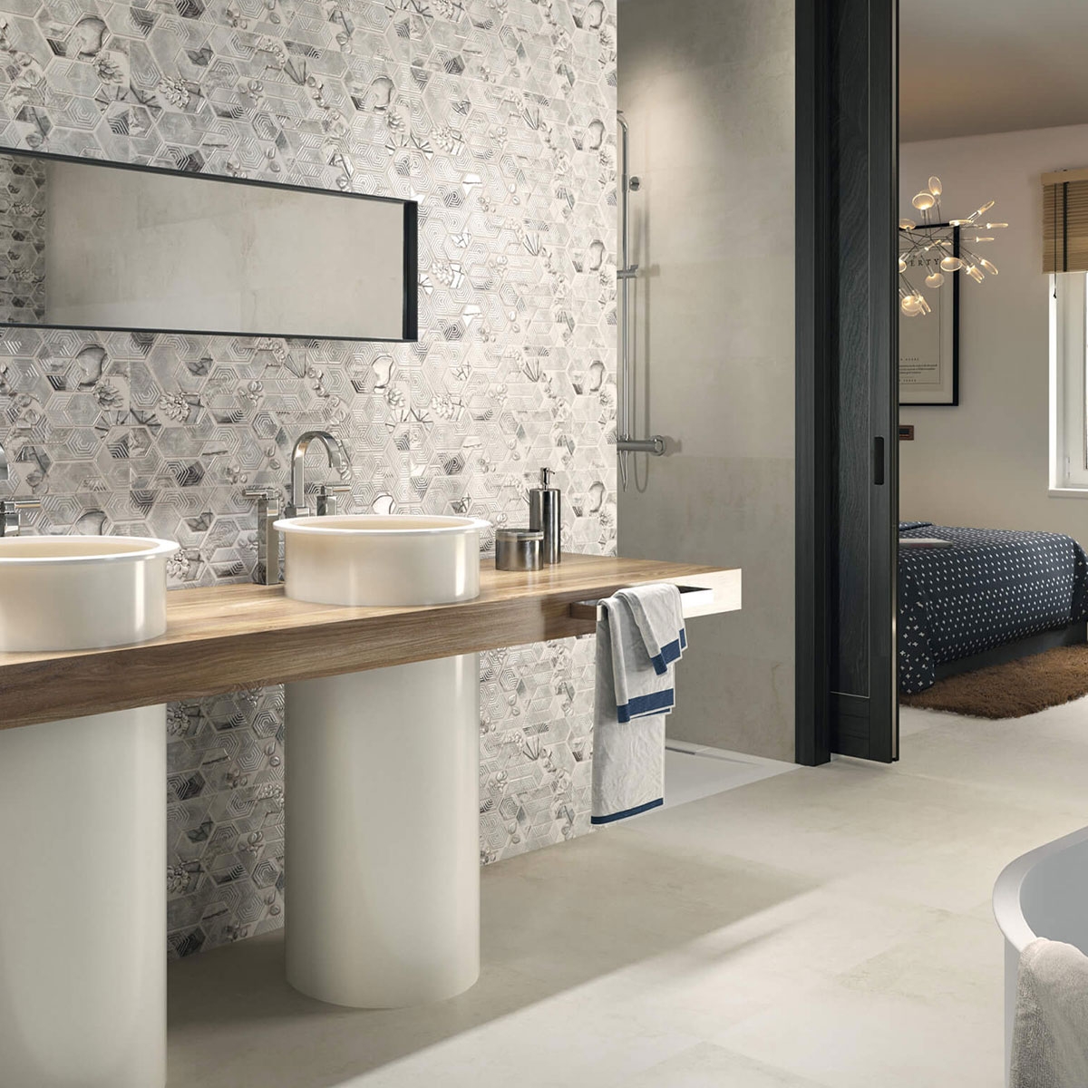 Baño con pavimento Seattle 1801 Nacar 100x100